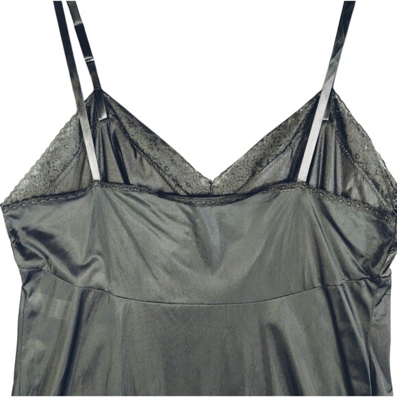 Vanity Fair Full Slip Dress Women 36 Black Lace Adjustable Straps Knee Length - Picture 3 of 7